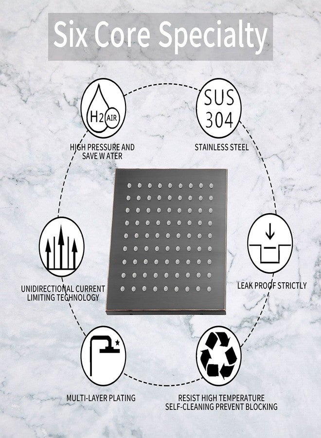 GGStudy Shower Head GGStudy 8 inch Square Rain Stainless Steel High Pressure Oil Rubbed Bronze Shower Heads Rainfall Bath Shower Self-cleaning Silicone Nozzle - Image 3
