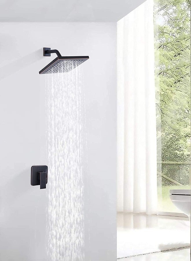 GGStudy Shower Head GGStudy 8 inch Square Rain Stainless Steel High Pressure Oil Rubbed Bronze Shower Heads Rainfall Bath Shower Self-cleaning Silicone Nozzle - Image 2