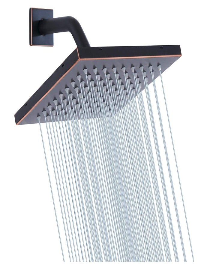 GGStudy Shower Head GGStudy 8 inch Square Rain Stainless Steel High Pressure Oil Rubbed Bronze Shower Heads Rainfall Bath Shower Self-cleaning Silicone Nozzle - Image 1