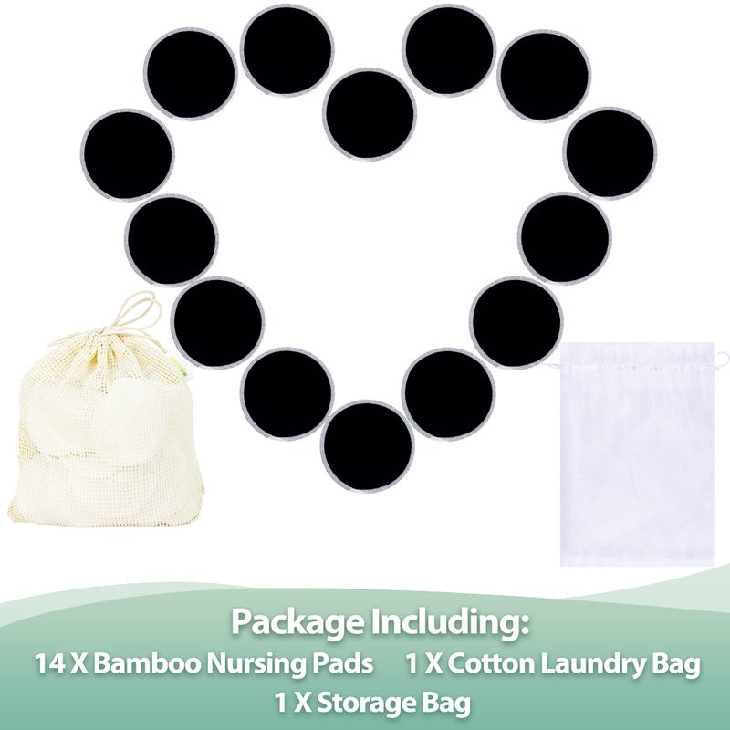 wegreeco Nursing Breast Pads (14 Pack) + Laundry Bag & Travel Storage Bag, 3 Sizes: 3.9/4.7/5.5 inch Option - Washable & Reusable Breastfeeding Nursing Pads - Image 2