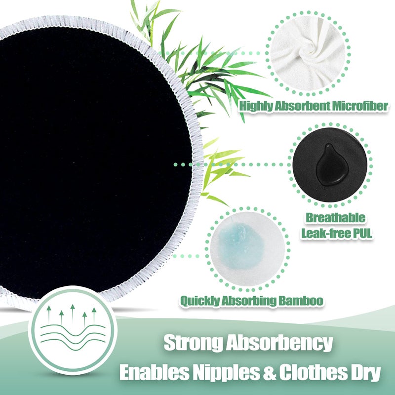 wegreeco Nursing Breast Pads (14 Pack) + Laundry Bag & Travel Storage Bag, 3 Sizes: 3.9/4.7/5.5 inch Option - Washable & Reusable Breastfeeding Nursing Pads - Image 3