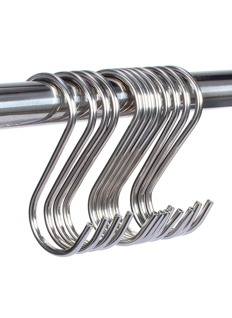 ASFUN ASFUN S Shape Stainless Steel Hooks for Hanging Clothes Utility Hooks Heavy Duty for Hanging Pots and Pans for Kitchen Wardrobe Work Shop Bathroom Garden Office Pack 12  - Image 1