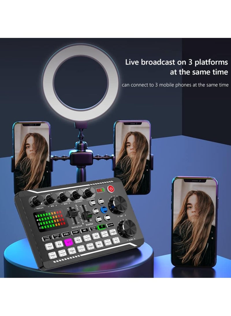 Captaintech F998 Sound Card with 16 Sound Effects Audio Recording Sound Mixer Audio Mixing Console Amplifier for Phone PC  - Image 3