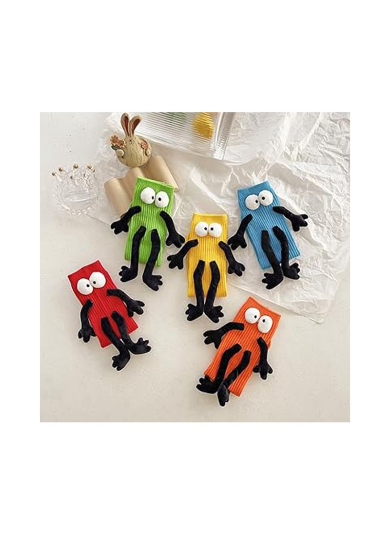 SYOSI - Fuzzy Socks with Grips, Couple Holding Hands Socks, 3D Doll Couple Sock, Unisex Holding Hands Sock, Magnetic Socks, Mid-Tube Socks, Matching Couple Socks, Funny Gift, Hand In Hand Socks (Black, 30CM) - Image 1