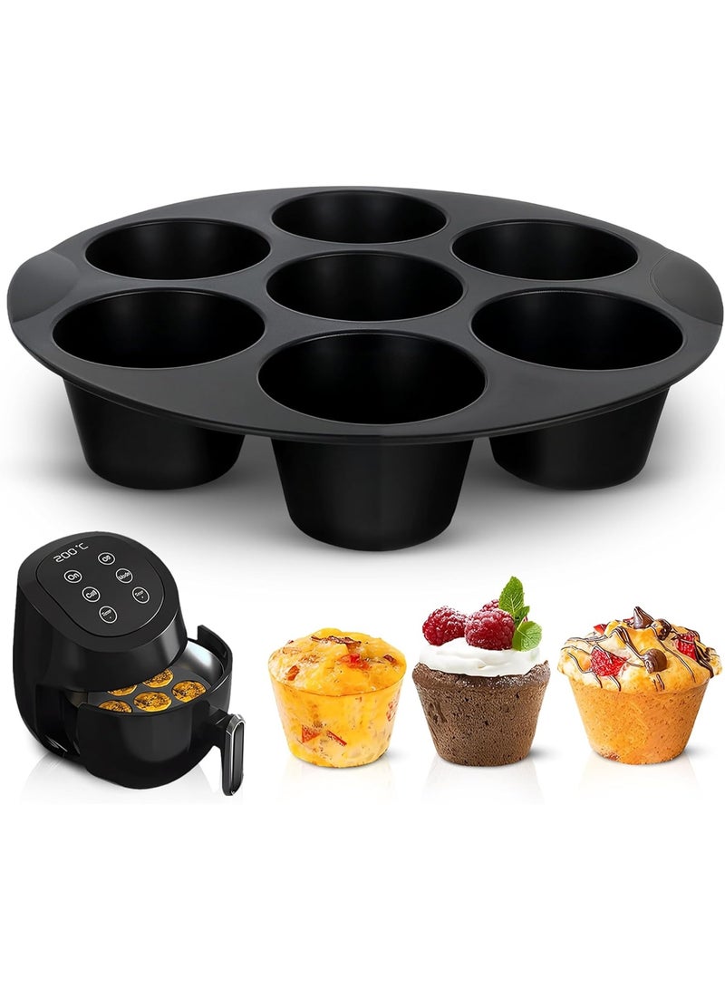 Air Fryer Muffin Pan - 3.5-5.8L Compatible 7-Cup Tray, Nonstick Silicone Muffin Pans for Baking, Air Fryer Silicone Egg Mold with 7.09"x7.09"x0.28" Size - Easy Use and Smooth Cleaning Functionality - Image 1