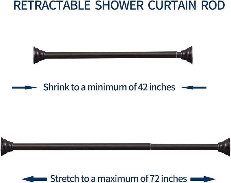 Bluejw Tension Shower Curtain Rod Adjustable Width, Extensible Golden Washroom Rod with Shower Curtain Rings Included - Image 4