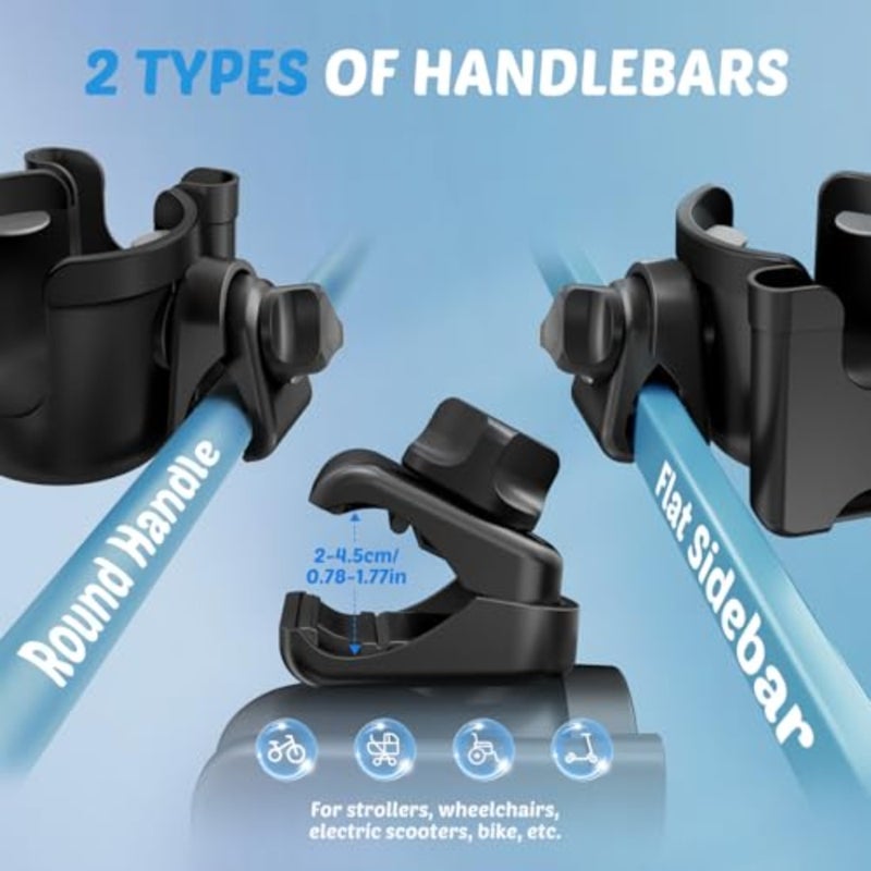 Pack of 2 Drink Holders for Pram Buggy Accessories, Universal Cup Holder, Coffee Holder, Pram, Rollator, Bicycle Cup Holder for ABC Design, Cybex Hauck Joie, Baby, Mom Gifts - Image 5