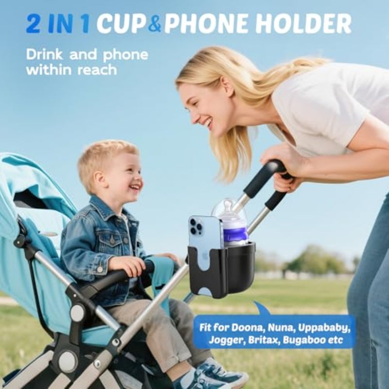 Pack of 2 Drink Holders for Pram Buggy Accessories, Universal Cup Holder, Coffee Holder, Pram, Rollator, Bicycle Cup Holder for ABC Design, Cybex Hauck Joie, Baby, Mom Gifts - Image 2