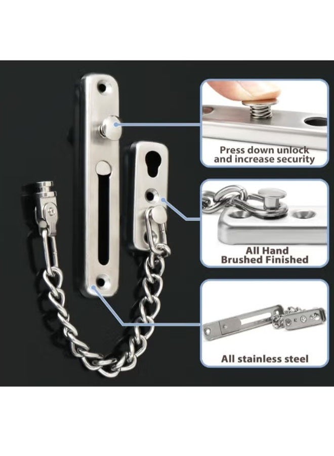 Happy D Chain door lock with a safety spring anti-theft press lock, chain lock for indoor doors and additional front door lock, gun gray (1 piece) - Image 3