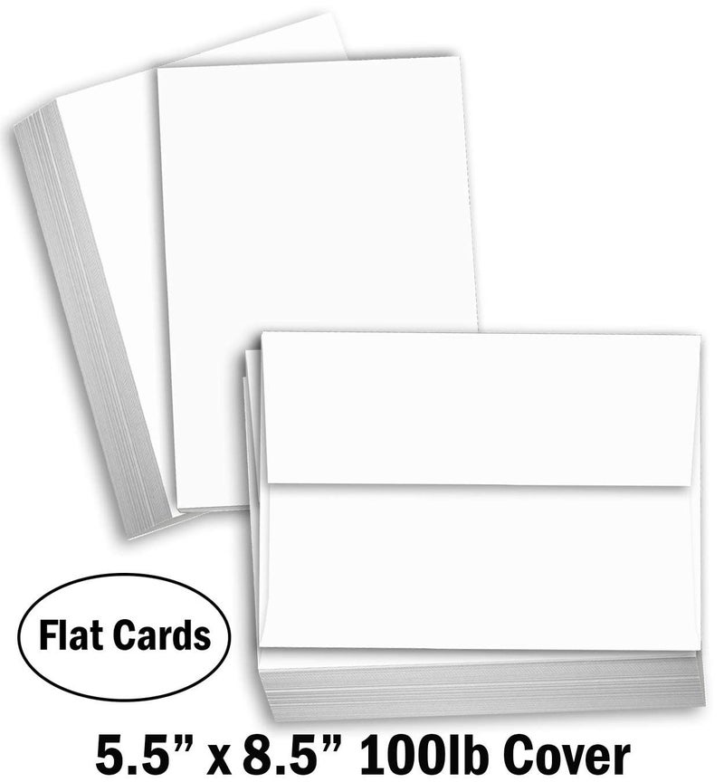 Hamilco White Cardstock Thick Paper - Blank Index Flash Note & Post Cards - Greeting Invitations FLAT 5 1/2 X 8 1/2" Heavy Weight 100 lb Card Stock for Printer (100 pack - with Envelopes) Bright - Image 2