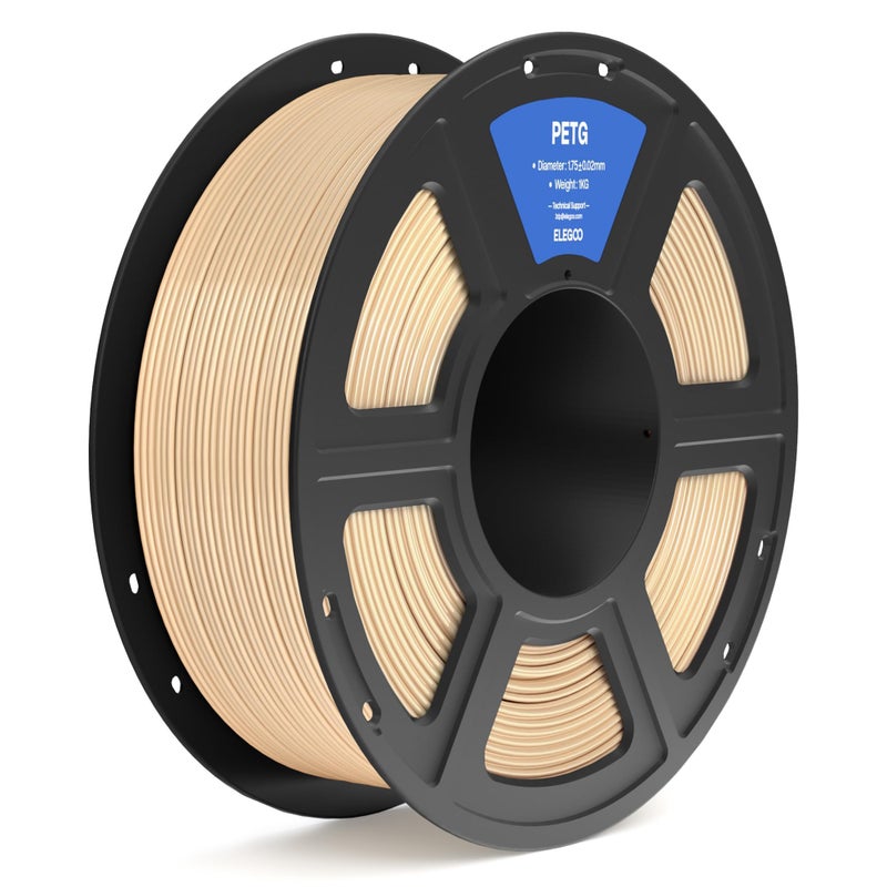 ELEGOO PETG Filament 1.75mm Beige 1KG, 3D Printer Filament Dimensional Accuracy +/- 0.02 mm, 1kg Spool(2.2lbs) Fits for Most FDM 3D Printers - Image 1