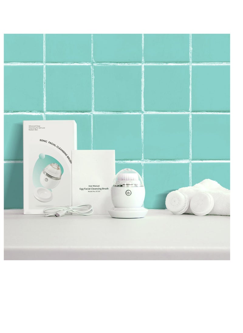Excefore - Vibrating Facial Cleansing Brush,Sonic Vibration with 3 Intensity Levels, for Deep Cleansing and Exfoliation, Waterproof, Smart Timer, With 3 Brushing Heads, Wireless Rechargeable - Image 1