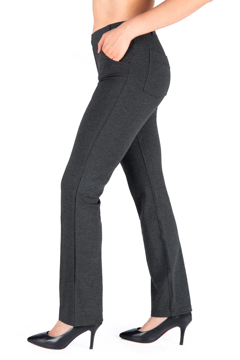 Yogipace4 PocketsBelt LoopsPetite Womens Straight Leg Yoga Dress Pant Work Pants Office Slacks29CharcoalSize XS - Image 2