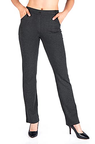 Yogipace4 PocketsBelt LoopsPetite Womens Straight Leg Yoga Dress Pant Work Pants Office Slacks29CharcoalSize XS - Image 3