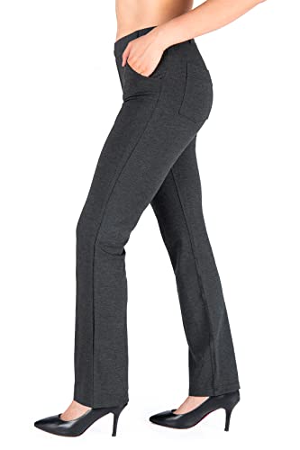 Yogipace4 PocketsBelt LoopsPetite Womens Straight Leg Yoga Dress Pant Work Pants Office Slacks29CharcoalSize XS - Image 1