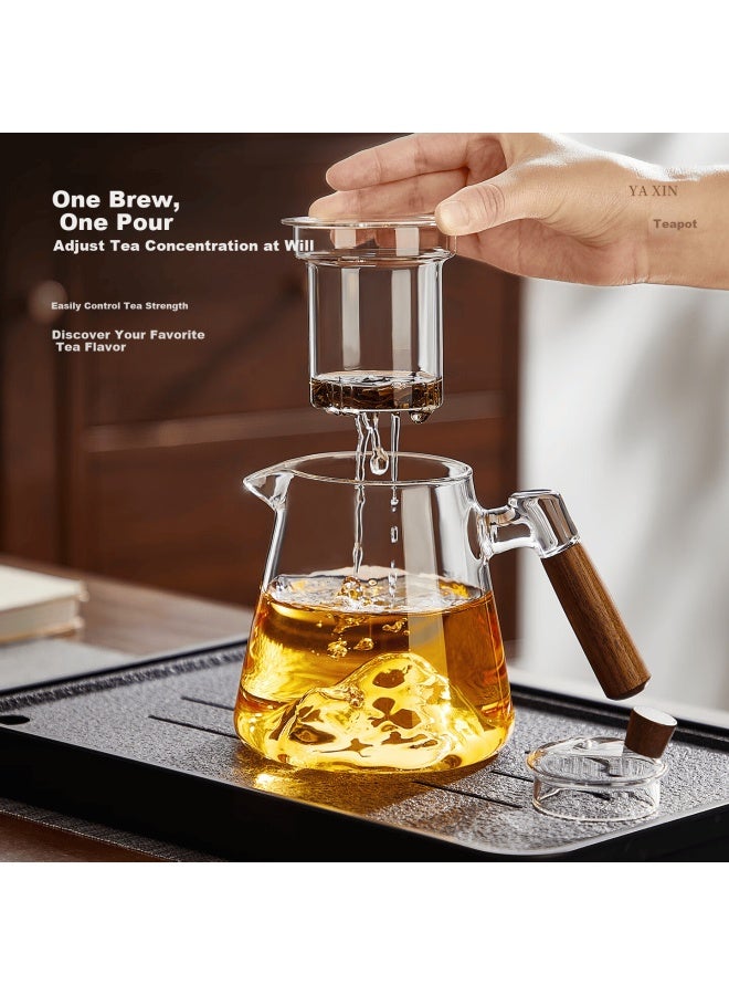 Yihutea Yi Hu Tea Brewing Teapot Glass Tea Set With Tea-water Separation Large Capacity Transparent High-end Mountain Base Tea Infuser For Office And Home - Image 2