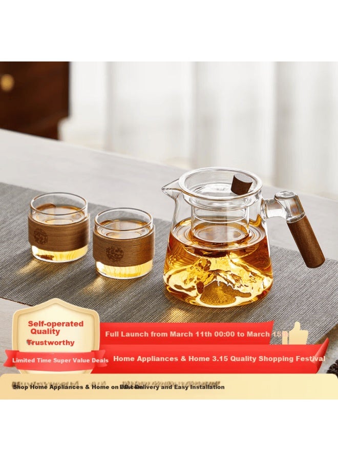 Yihutea Yi Hu Tea Brewing Teapot Glass Tea Set With Tea-water Separation Large Capacity Transparent High-end Mountain Base Tea Infuser For Office And Home - Image 1
