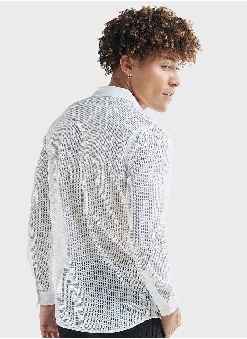 FAV Textured Regular Fit Shirt  - Image 2