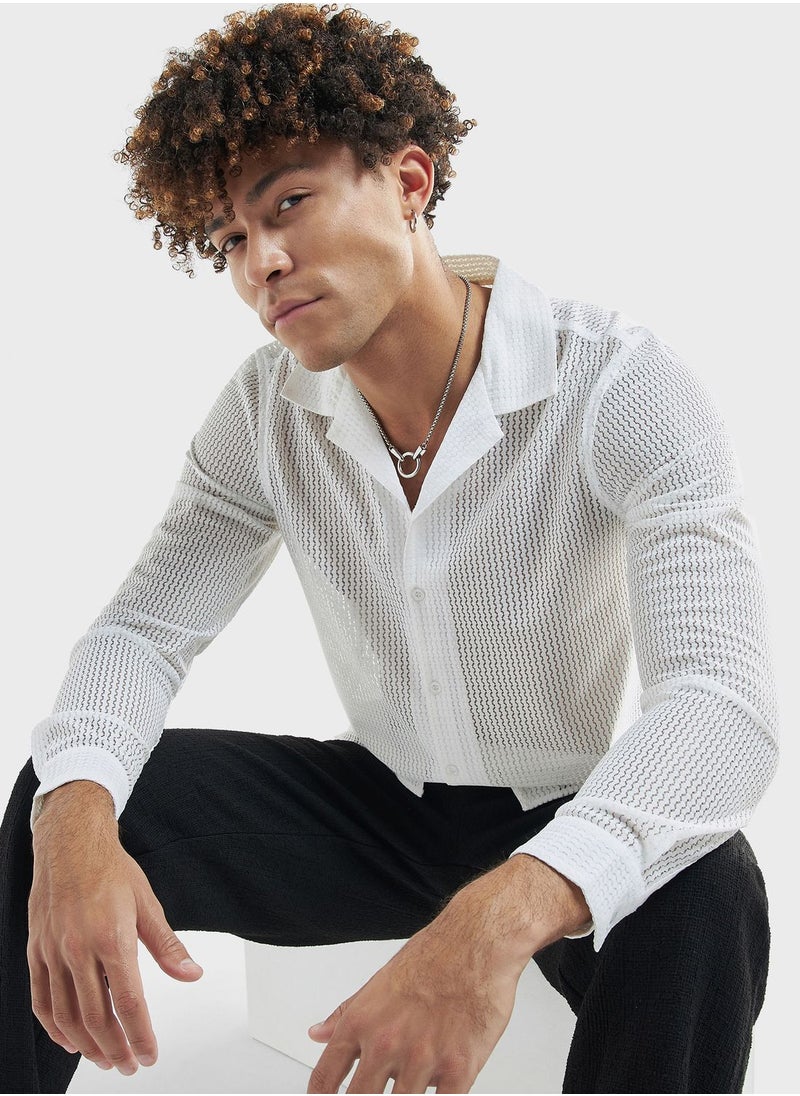 FAV Textured Regular Fit Shirt  - Image 1