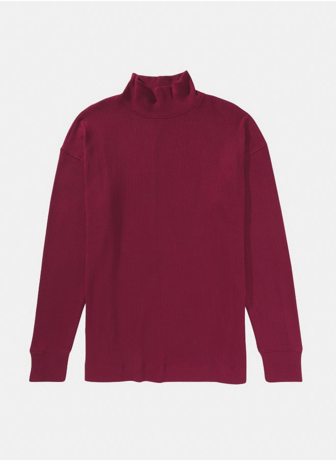 American Eagle - تي شيرت AE كبير الحجم بأكمام طويلة ورقبة وهمية - Image 1