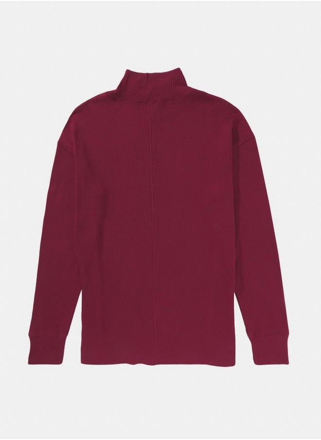 American Eagle - تي شيرت AE كبير الحجم بأكمام طويلة ورقبة وهمية - Image 1