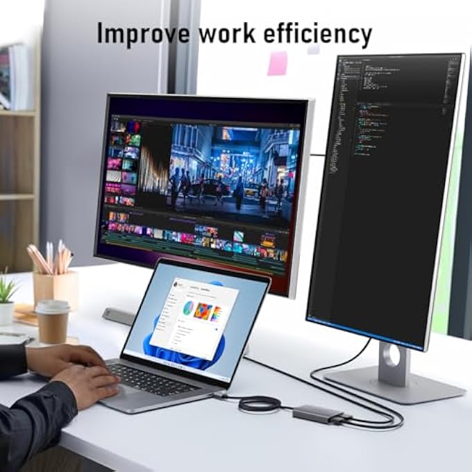Lemorele MACBOOK PRO AIR USB C DUAL HDMI ADAPTER SUPPORT MACOS 10.15 AND ABOVE, WINDOWS 10 AND ABOVE TO MIRROR OR EXTEND 4K+1080P EXTERNAL VIDEO DISPLAY, COMPATIBLE WITH HP/DELL/LENOVO USB-C LAPTOP - Image 2