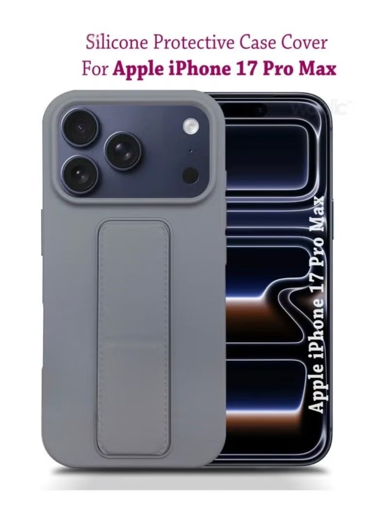 JAJEEK Slim & Durable Apple iPhone 17 Pro Max Case Cover with Built-In Magnetic Hand Grip – 3-in-1 Shock-Absorbent Protective Phone Case in Stylish Grey Featuring Secure Handling Grip, Stand Function & Maximum Protection – Perfect Fit for iPhone 17 Pro Max - Image 1