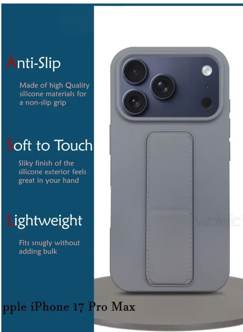 JAJEEK Slim & Durable Apple iPhone 17 Pro Max Case Cover with Built-In Magnetic Hand Grip – 3-in-1 Shock-Absorbent Protective Phone Case in Stylish Grey Featuring Secure Handling Grip, Stand Function & Maximum Protection – Perfect Fit for iPhone 17 Pro Max - Image 2