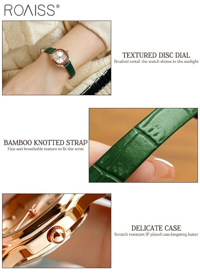 roaiss Women's Leather Strap Quartz Watch Analog Display Square White Dial with Gold Bezel Waterproof Elegant Wristwatch as Gift for Ladies - Image 4