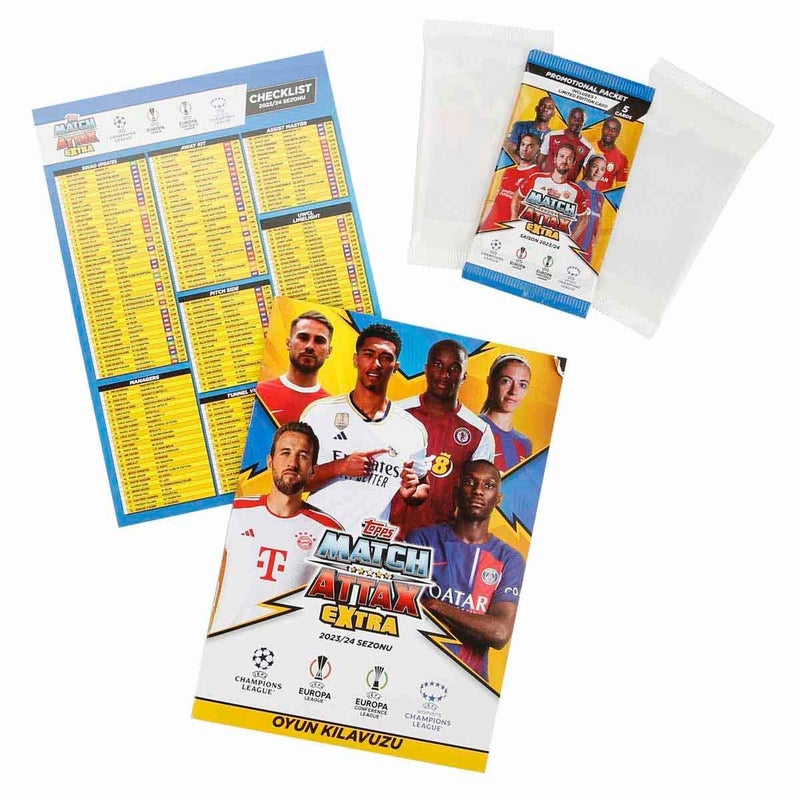 Topps 2023-24 Match Attax Extra Champions League Cards - Starter Pack (Album, 24 Cards + 2 LE) - Image 1
