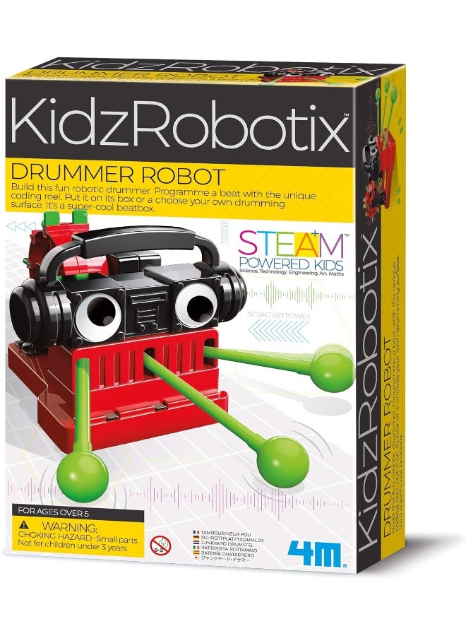 4M KidzRobotix Drummer Robot – Build a Percussion-Playing Robot with Motor – DIY Educational STEM Kit for Kids Ages 8+ – Learn Engineering, Motion & Rhythm |  00-03442 - Image 1