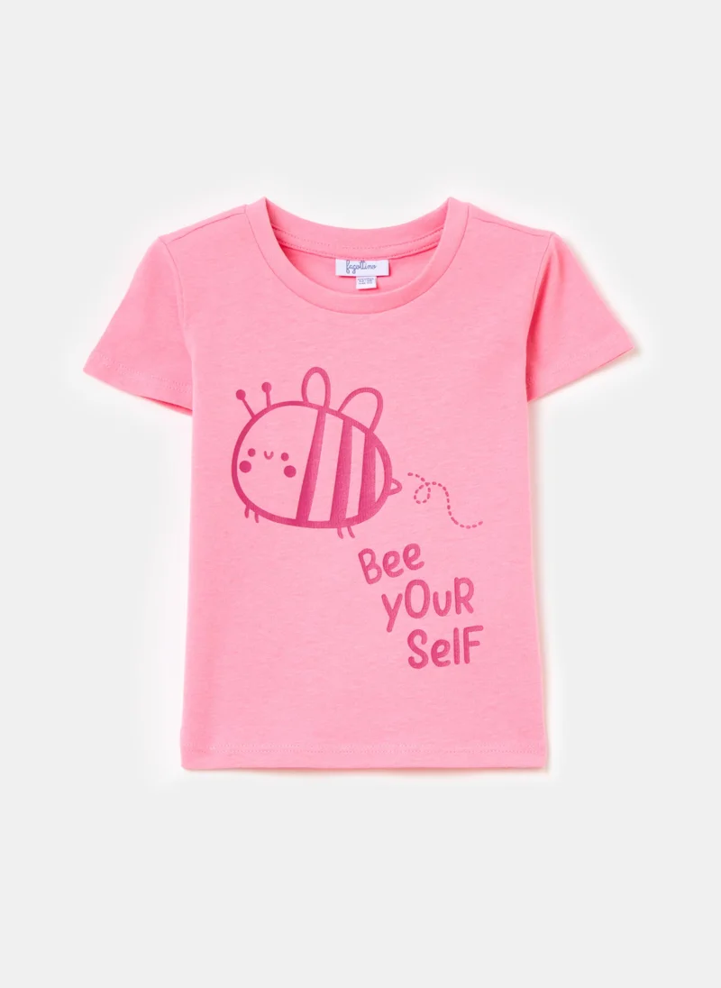 او في اس Printed cotton T-shirt