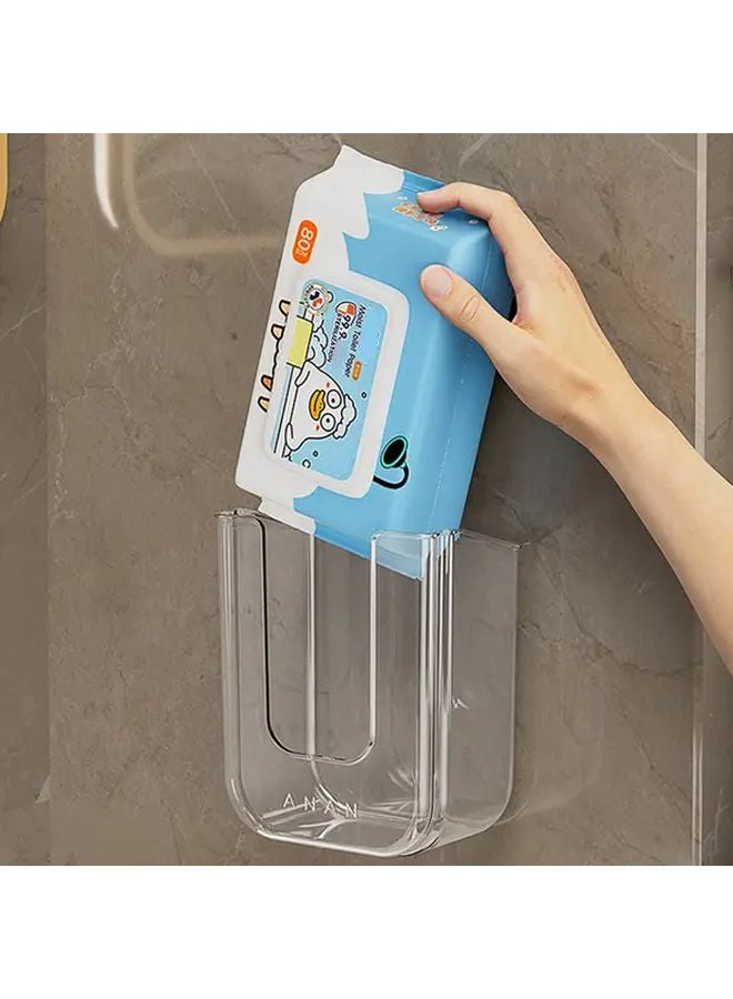 Transparent White Wall Mounted Wet Wipe Dispenser Self Adhesive Plastic Holder Large Opening Strong Load Bearing - Image 1