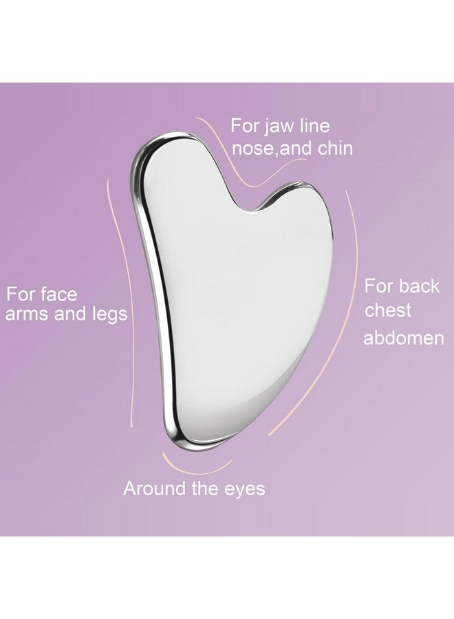 EDCBMB Stainless Steel Gua Sha Facial Tool Metal Silver Guasha for Face Chin Jawline Sculpting Eyes Neck Body Tighten Skin Massage Care Gifts - Image 5