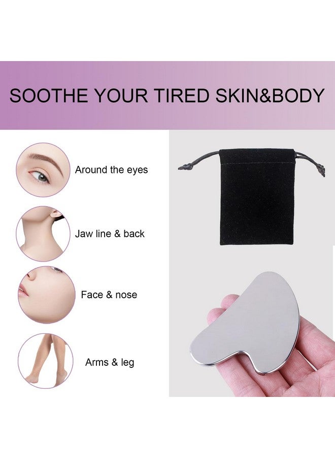 EDCBMB Stainless Steel Gua Sha Facial Tool Metal Silver Guasha for Face Chin Jawline Sculpting Eyes Neck Body Tighten Skin Massage Care Gifts - Image 3