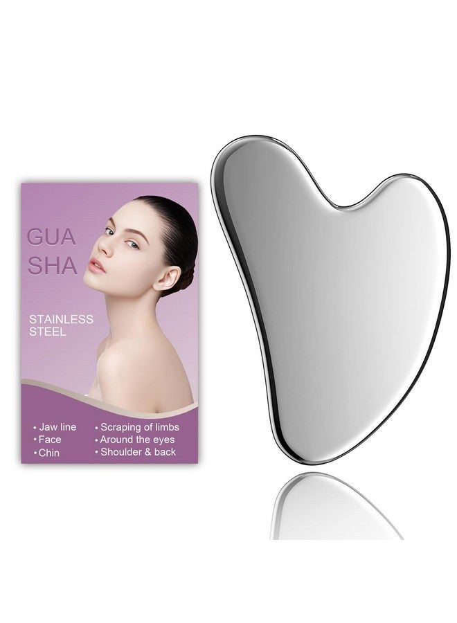 EDCBMB Stainless Steel Gua Sha Facial Tool Metal Silver Guasha for Face Chin Jawline Sculpting Eyes Neck Body Tighten Skin Massage Care Gifts - Image 1