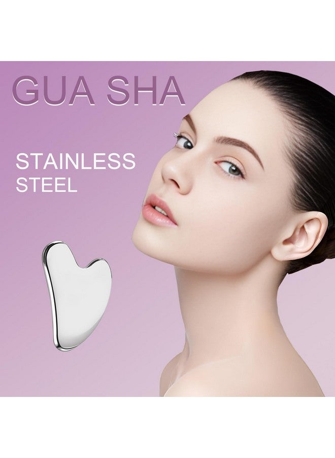 EDCBMB Stainless Steel Gua Sha Facial Tool Metal Silver Guasha for Face Chin Jawline Sculpting Eyes Neck Body Tighten Skin Massage Care Gifts - Image 2
