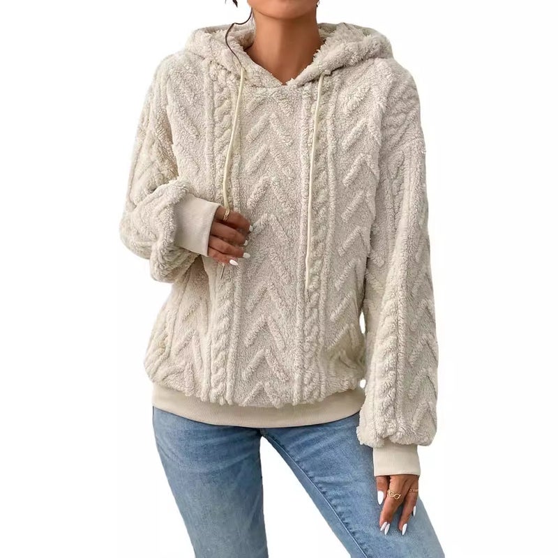Women's Hooded Fleece Pullover Sweatshirt Casual Flannel Coat - Image 5