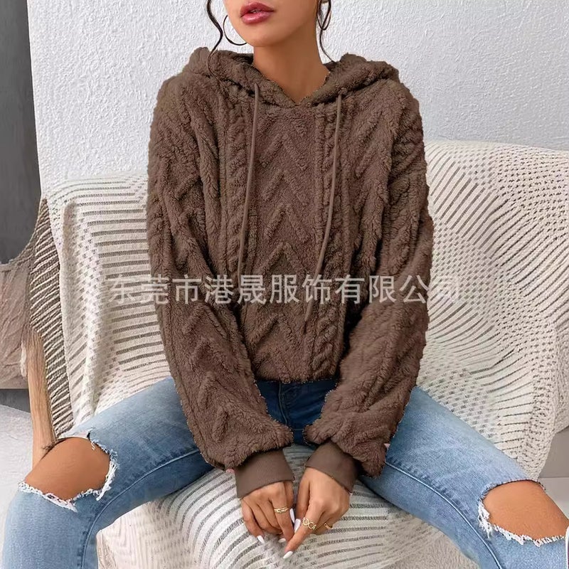 Women's Hooded Fleece Pullover Sweatshirt Casual Flannel Coat - Image 4
