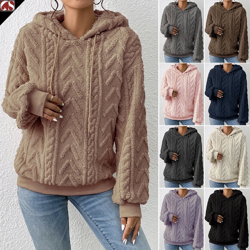 Women's Hooded Fleece Pullover Sweatshirt Casual Flannel Coat - Image 1