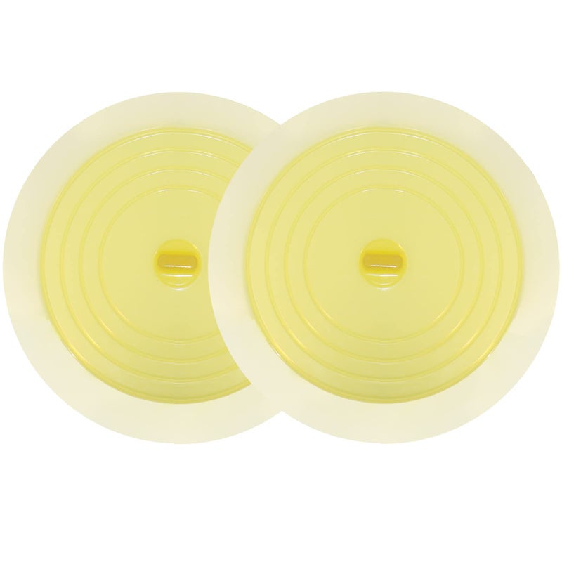 V-TOP Bathtub Drain Plug 2 Pack, 6 inches Large Silicone Tub Stopper Hair Stopper Flat Suction Cover for Kitchen Bathroom and Laundry (Yellow Transparent) - Image 1