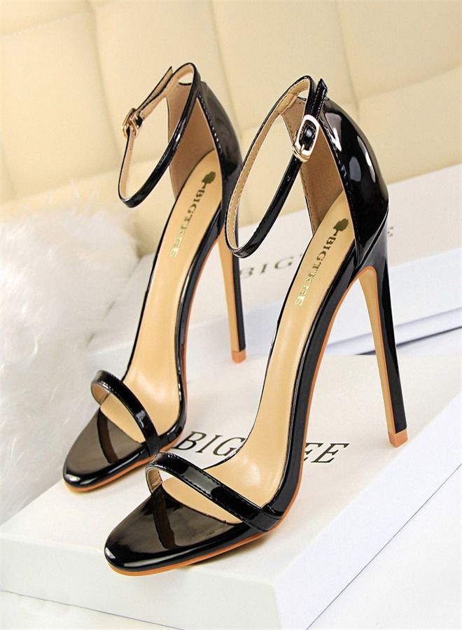 BIGTREE Open-Toe High-Heeled Sandals 11CM Black - Image 1