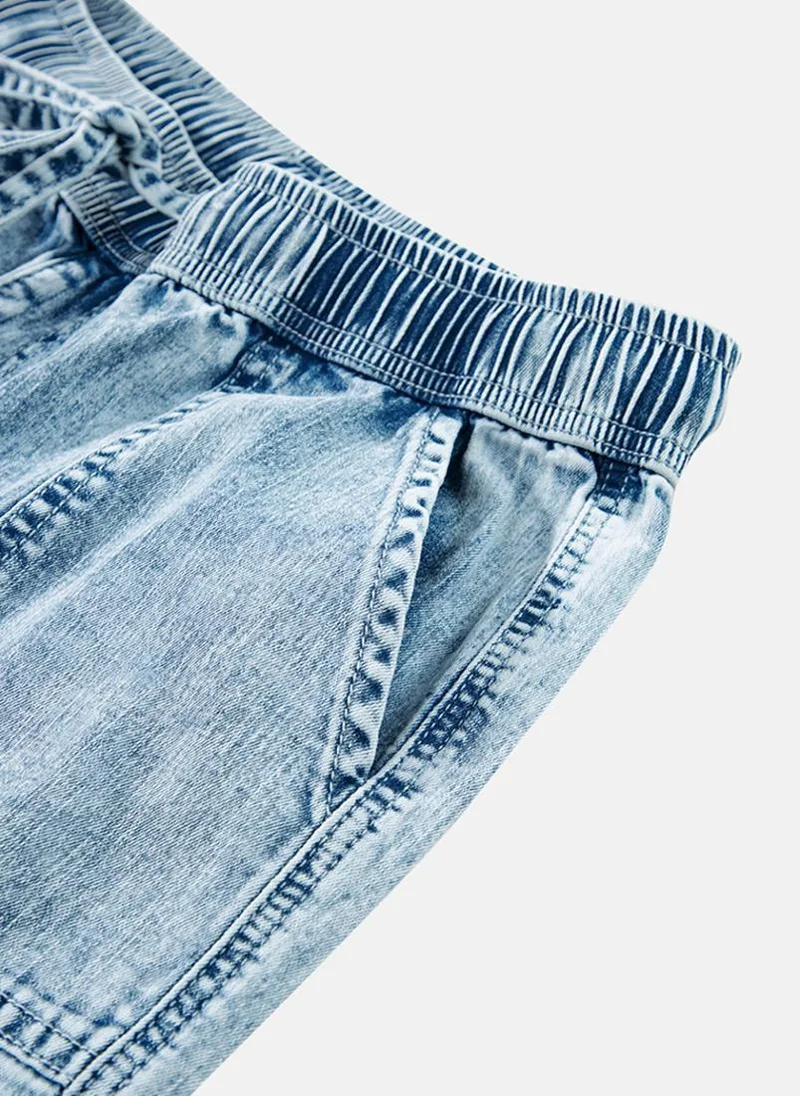 YUNIQEE Blue Plain Casual Trouser