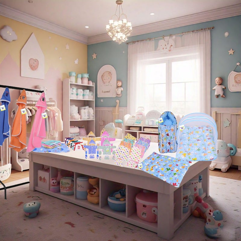 Toddylon Flat Bed 56 in 1 New Born Gift Set - Maternity Kit, Baby Shower Essentials, Clothes, Bedding, and Products Combo (0-6 Months, Multicolor) - Image 4
