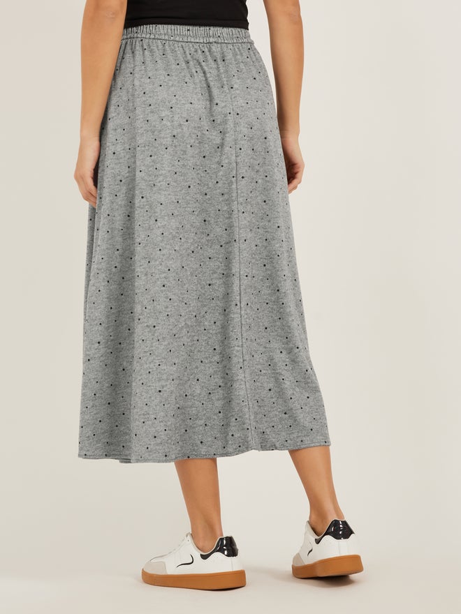 Styli Polka Dot Flared Midi Skirt - Image 4