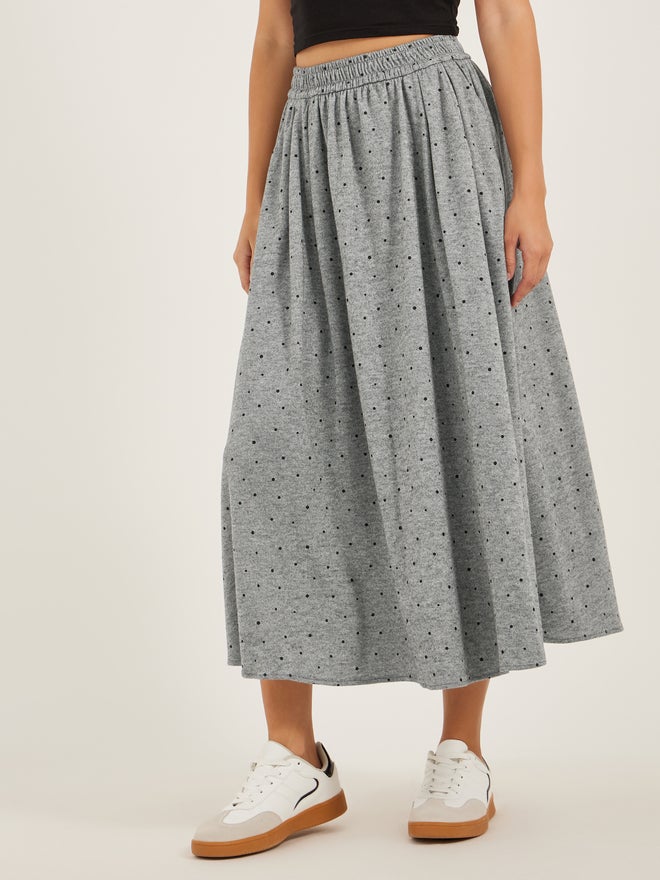 Styli Polka Dot Flared Midi Skirt - Image 2