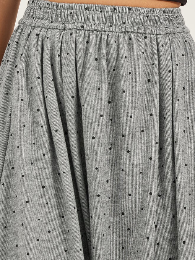 Styli Polka Dot Flared Midi Skirt - Image 3