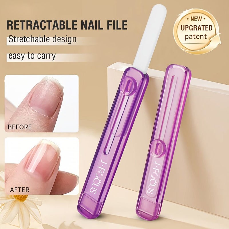 J Focus Compact Retractable Nail File Brown Multi Color Manicure Tool For Home Travel Toenail Foot Clean - Image 1