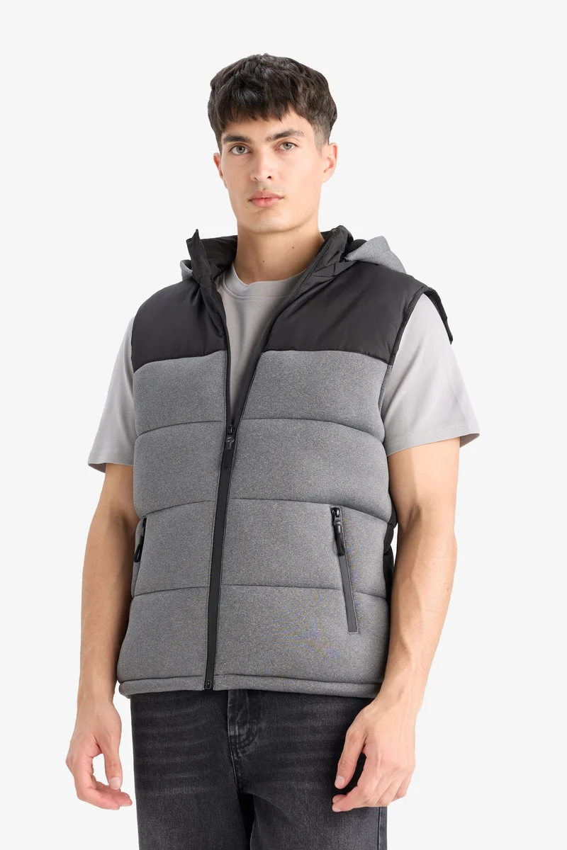 Defacto  Slim Fit Hooded Zippered Puffer Vest for Men | Best Price UAE