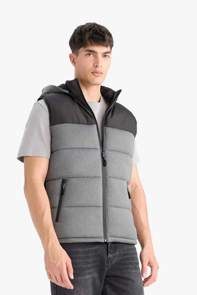 Defacto  Slim Fit Hooded Zippered Puffer Vest for Men | Best Price UAE